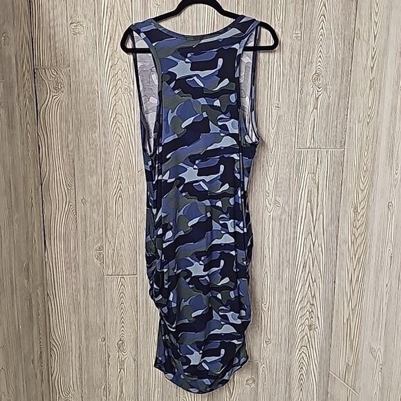 Venus Blue Multi Ruched Tank Dress Blue Multi Camo Womens Plus Size 2X NEW - Picture 5 of 11